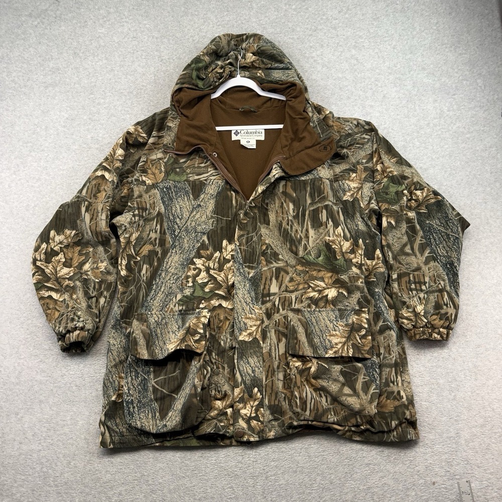 Columbia Mens XXL F9 HM2040 Camouflage Hooded Fleece Hunting Jacket Tree‎ Camo